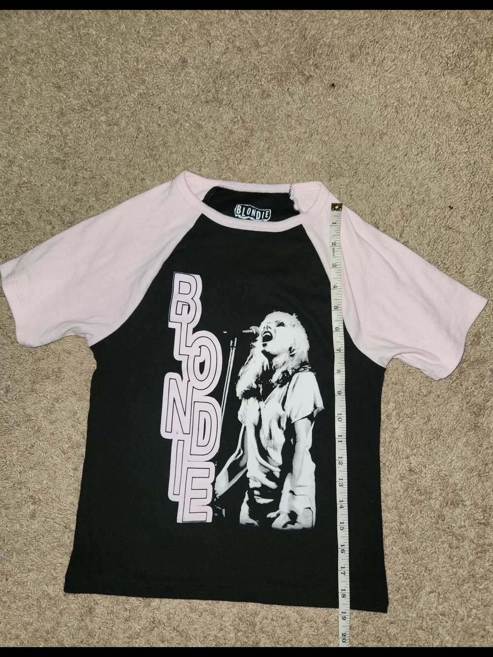 Blondie Band T-Shirt Womens Small Black Pink Graphic Top Debbie Harry Punk Rock